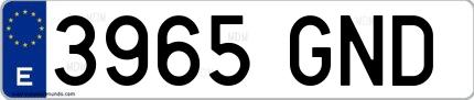 Ejemplo de matrícula española 3965 GND