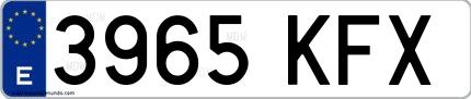 Ejemplo de matrícula española 3965 KFX