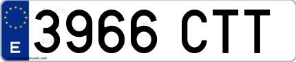 Ejemplo de matrícula española 3966 CTT