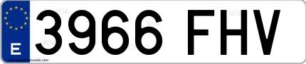 Ejemplo de matrícula española 3966 FHV