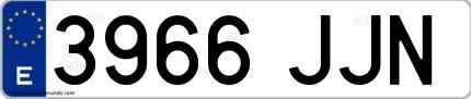 Ejemplo de matrícula española 3966 JJN