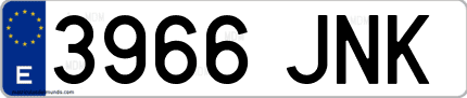 Ejemplo de matrícula de coche ordinaria 3966 JNK