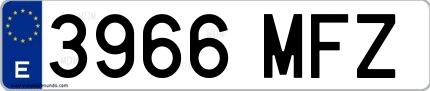 Ejemplo de matrícula española 3966 MFZ