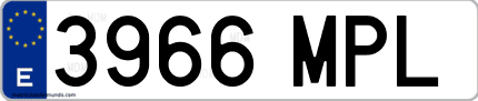 Ejemplo de matrícula de coche ordinaria 3966 MPL