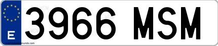 Ejemplo de matrícula española 3966 MSM
