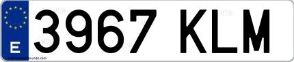 Ejemplo de matrícula española 3967 KLM
