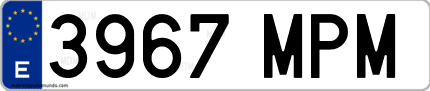 Ejemplo de matrícula de coche ordinaria 3967 MPM