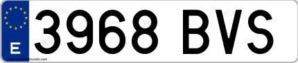 Ejemplo de matrícula española 3968 BVS