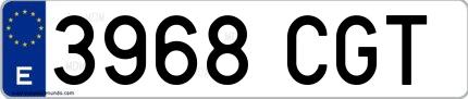 Ejemplo de matrícula española 3968 CGT