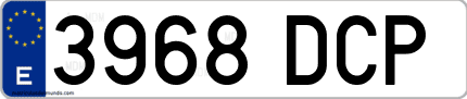 Ejemplo de matrícula de coche ordinaria 3968 DCP