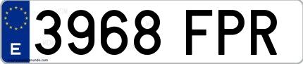 Ejemplo de matrícula española 3968 FPR
