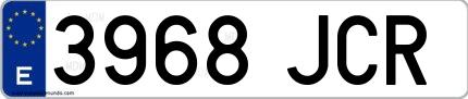 Ejemplo de matrícula española 3968 JCR