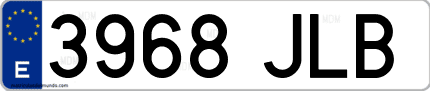 Ejemplo de matrícula de coche ordinaria 3968 JLB