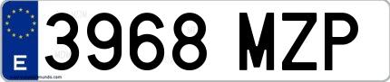 Ejemplo de matrícula española 3968 MZP