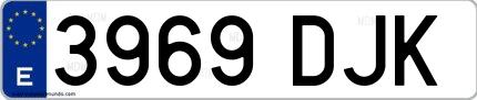 Ejemplo de matrícula de coche ordinaria 3969 DJK