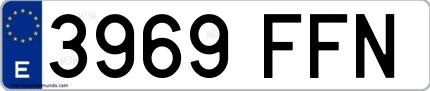 Ejemplo de matrícula española 3969 FFN