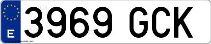 Ejemplo de matrícula española 3969 GCK