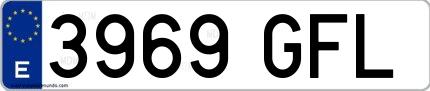 Ejemplo de matrícula española 3969 GFL