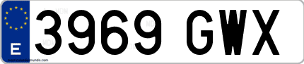 Ejemplo de matrícula de coche ordinaria 3969 GWX