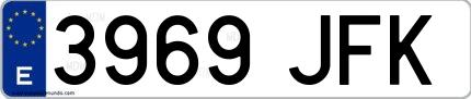 Ejemplo de matrícula española 3969 JFK