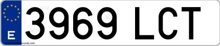 Ejemplo de matrícula española 3969 LCT