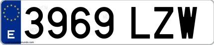 Ejemplo de matrícula española 3969 LZW