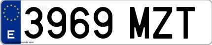 Ejemplo de matrícula española 3969 MZT