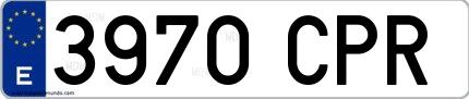 Ejemplo de matrícula española 3970 CPR