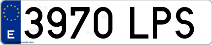 Ejemplo de matrícula de coche ordinaria 3970 LPS