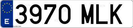 Ejemplo de matrícula de coche ordinaria 3970 MLK