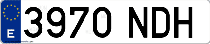 Ejemplo de matrícula de coche ordinaria 3970 NDH