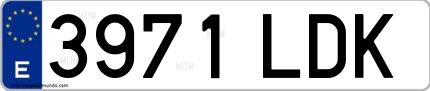 Ejemplo de matrícula española 3971 LDK