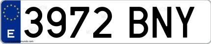 Ejemplo de matrícula española 3972 BNY