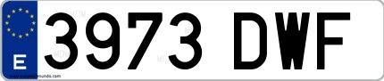 Ejemplo de matrícula española 3973 DWF