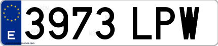 Ejemplo de matrícula de coche ordinaria 3973 LPW