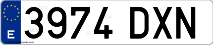 Ejemplo de matrícula de coche ordinaria 3974 DXN