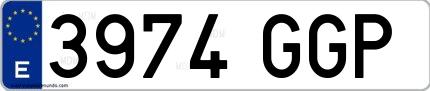Ejemplo de matrícula española 3974 GGP