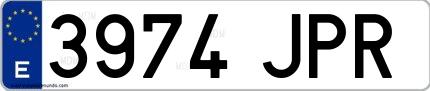 Ejemplo de matrícula española 3974 JPR
