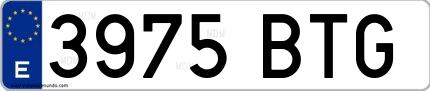 Ejemplo de matrícula de coche ordinaria 3975 BTG
