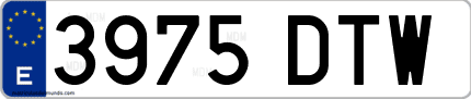 Ejemplo de matrícula de coche ordinaria 3975 DTW