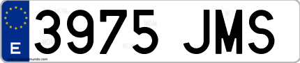 Ejemplo de matrícula de coche ordinaria 3975 JMS
