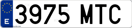 Ejemplo de matrícula de coche ordinaria 3975 MTC