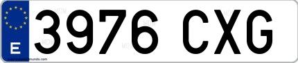 Ejemplo de matrícula española 3976 CXG