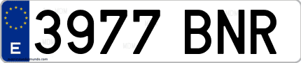 Ejemplo de matrícula de coche ordinaria 3977 BNR