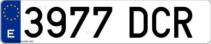 Ejemplo de matrícula española 3977 DCR
