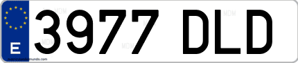Ejemplo de matrícula de coche ordinaria 3977 DLD