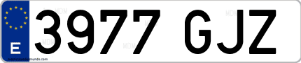 Ejemplo de matrícula de coche ordinaria 3977 GJZ