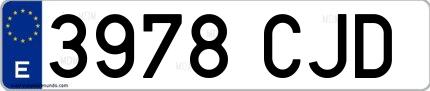 Ejemplo de matrícula española 3978 CJD