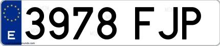 Ejemplo de matrícula española 3978 FJP
