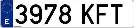 Ejemplo de matrícula española 3978 KFT